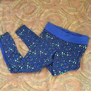 Triangle Print Blue Fitness Leggings
